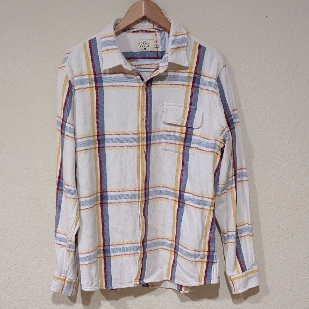 The Normal Brand Thick Men's White Plaid Button Down Shirt